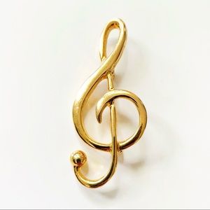 ✨3 for 15 ✨ Vintage Gold Tone Treble Clef Musical Brooch Pin
